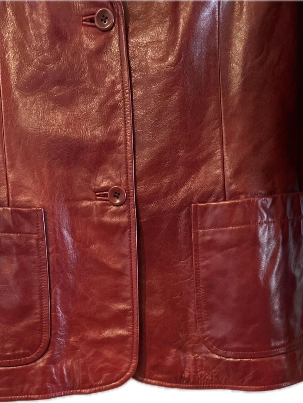 GAP Vintage Women's Burgundy Red Leather Blazer Jacket - Picture 2 of 4
